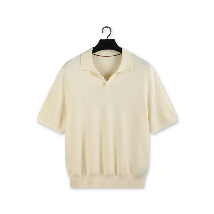 loro piana seagull collar silk wool knit polo shirt